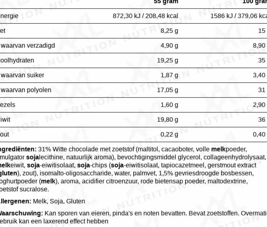 Xxl Nutrition N’Joy Protein Bar Witte Chocolade Blueberry (55 gr)
