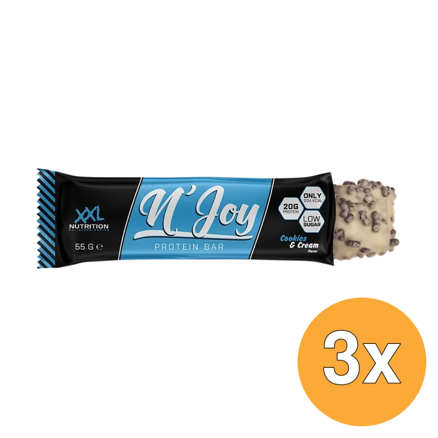 3x XXL Nutrition N’Joy Protein Bar Cookies & Cream (55 gr)