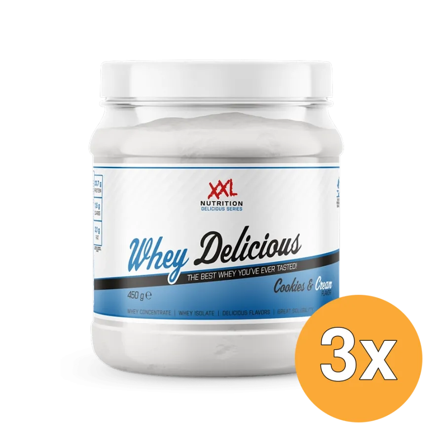 3x XXL Nutrition Whey Delicious Cookies & Cream (450 gr)