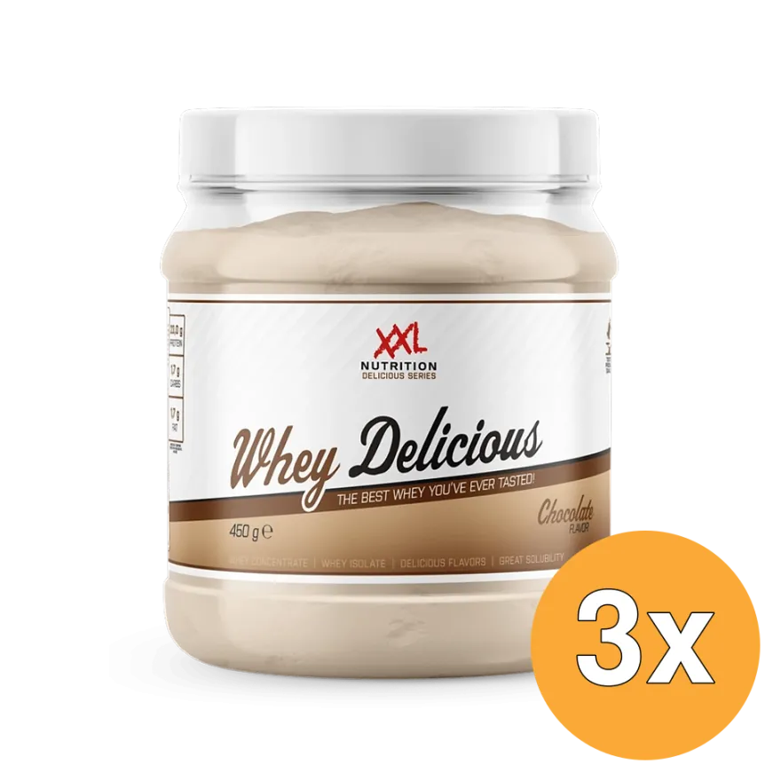 3x XXL Nutrition Whey Delicious Chocolade (450 gr)