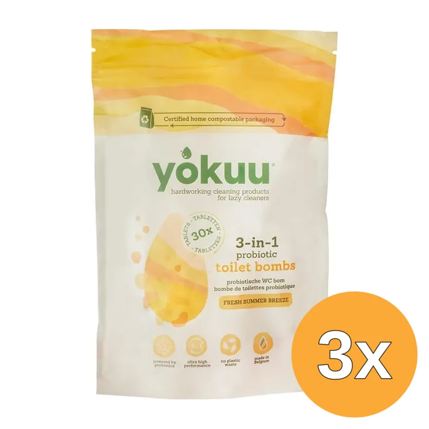 3x Yokuu Wc-Reiniger Fresh Summer Breeze (30 stuks)