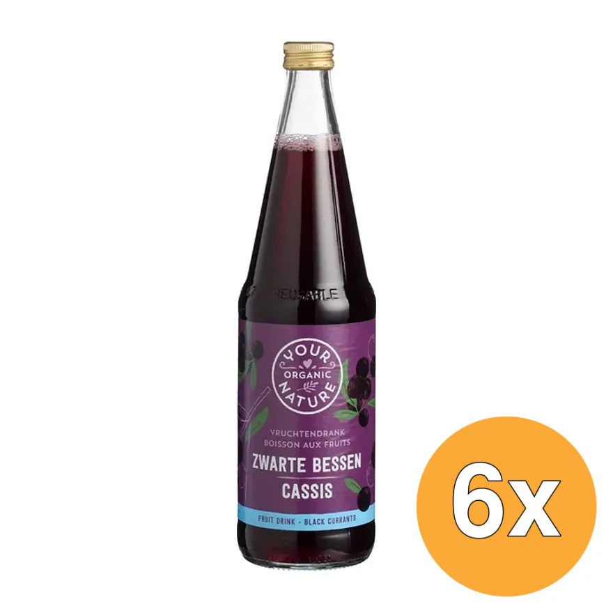 6x Your Organic Nature Vruchtendrank Zwarte Bessen (700 ml)