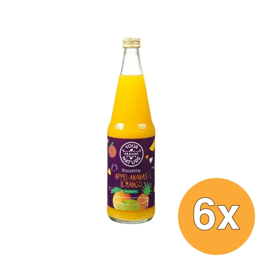 6x Your Organic Nature Vruchtensap appel ananas mango bio (700 ml)
