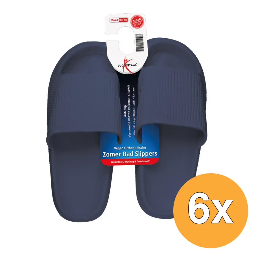 6x Zomer Badslipper 39-40 Donkerblauw (1 paar)
