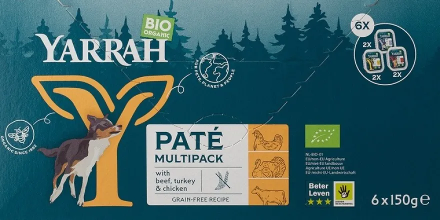 Yarrah Hondenvoer Multipack Pate Kip Rund Kalkoen Bio (6 X 150 gr)
