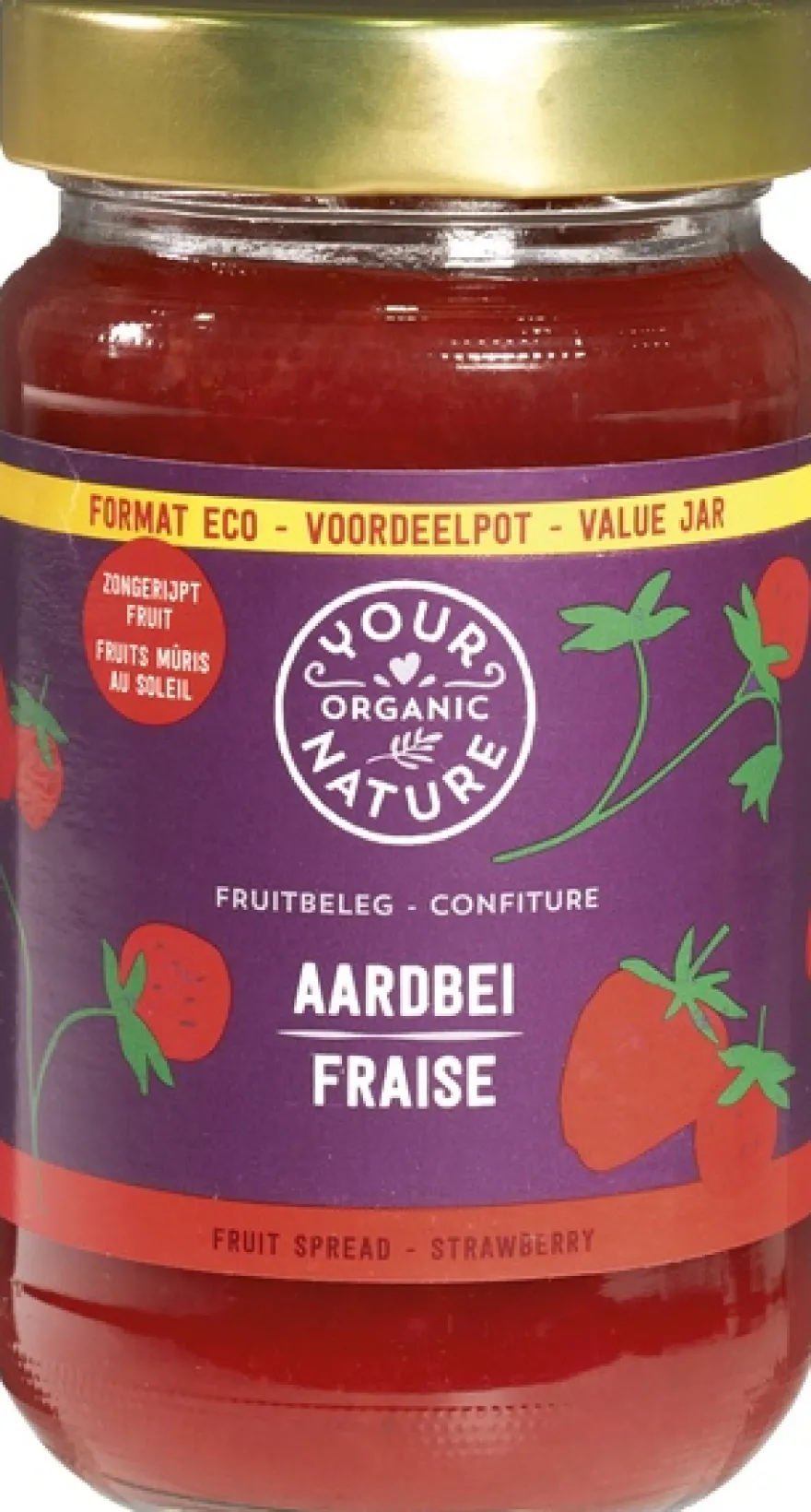 Your Organic Nature Fruitbeleg Aardbei Familiepot (375 gr)