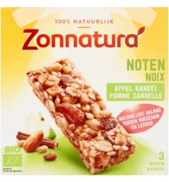 Zonnatura Noten Appel Kaneel Reep Bio (3 X 25 gr)